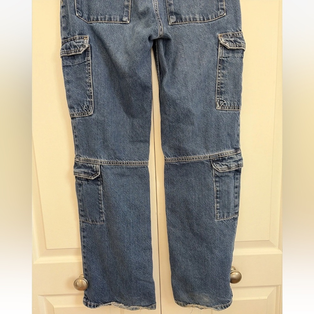 Zara Dark Blue Wide-Leg Cargo Jeans - Picture 4 of 13